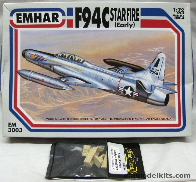 Emhar 1/72 F-94C Early Starfire - With True Details Cockpit, EM3003 plastic model kit